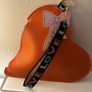 Heart-Shaped Orange Bag with LOVE Strap